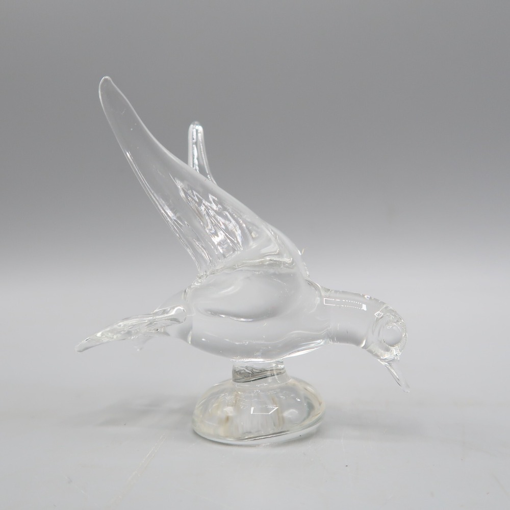 Vintage Glass Hummingbird Statue Figurine Clear Glass 2.5" tall Miniature mini